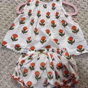 Pink chicken Jaipur Set - White and Orange